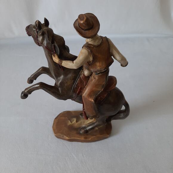 Vintage Western Cowboy Riding Rearing Horse Statue - Picture 2 of 5